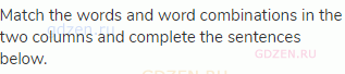 Match the words and word combinations in the two columns and complete the sentences below.