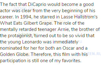 The fact that DiCaprio would become a good actor was clear from the very beginning of his career. In