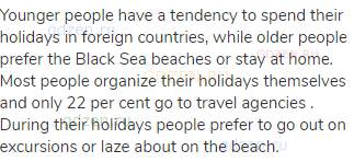Younger people have a tendency to spend their holidays in foreign countries, while older people