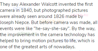 They say Alexander Walcott invented the first camera in 1840, but photographed pictures were already