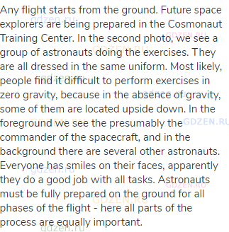 Any flight starts from the ground. Future space explorers are being prepared in the Cosmonaut