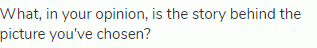 What, in your opinion, is the story behind the picture you've chosen?