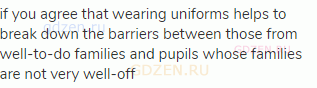 if you agree that wearing uniforms helps to break down the barriers between those from well-to-do