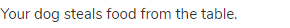 Your dog steals food from the table.