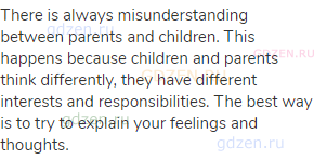 There is always misunderstanding between parents and children. This happens because children and