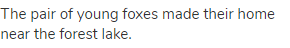 The pair of young foxes made their home near the forest lake.