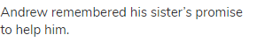 Andrew remembered his sister&rsquo;s promise to help him.