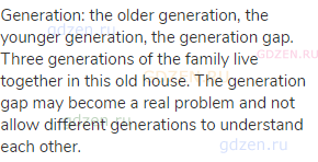 generation: the older generation, the younger generation, the generation gap. Three generations of