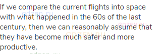 If we compare the current flights into space with what happened in the 60s of the last century, then
