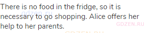 There is no food in the fridge, so it is necessary to go shopping. Alice offers her help to her
