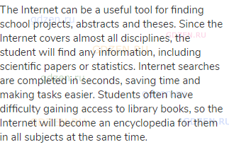 The Internet can be a useful tool for finding school projects, abstracts and theses. Since the