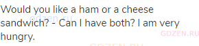Would you like a ham or a cheese sandwich? - Can I have both? I am very hungry.