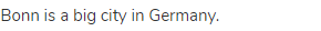 Bonn is a big city in Germany.