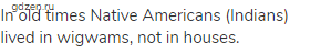 In old times Native Americans (Indians) lived in wigwams, not in houses.