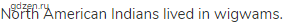 North American Indians lived in wigwams.