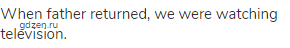 When father returned, we were watching television.