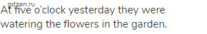 At five o&rsquo;clock yesterday they were watering the flowers in the garden.