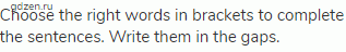 Choose the right words in brackets to complete the sentences. Write them in the gaps.
