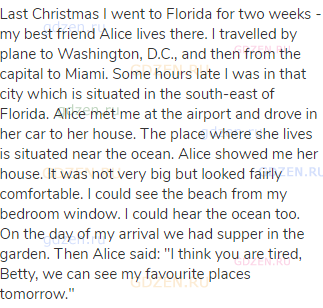 Last Christmas I went to Florida for two weeks - my best friend Alice lives there. I travelled by