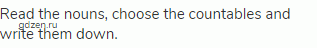 Read the nouns, choose the countables and write them down.