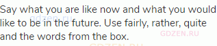 Say what you are like now and what you would like to be in the future. Use fairly, rather, quite and