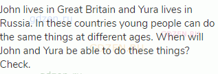 John lives in Great Britain and Yura lives in Russia. In these countries young people can do the