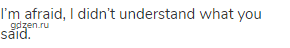 I&rsquo;m afraid, I didn&rsquo;t understand what you said.