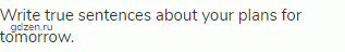 Write true sentences about your plans for tomorrow.