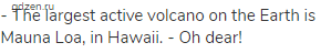 - The largest active volcano on the Earth is Mauna Loa, in Hawaii. - Oh dear!