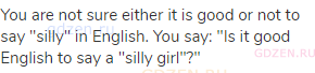 You are not sure either it is good or not to say "silly" in English. You say: "Is it good English to