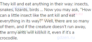 They kill and eat anything in their way: insects, snakes, lizards, birds … Now you may ask, "How