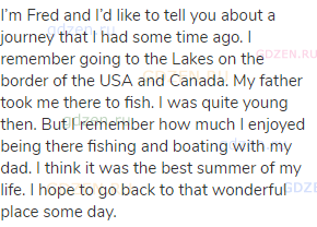 I&rsquo;m Fred and I&rsquo;d like to tell you about a journey that I had some time ago. I remember going to