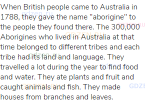 When British people came to Australia in 1788, they gave the name "aborigine" to the people they