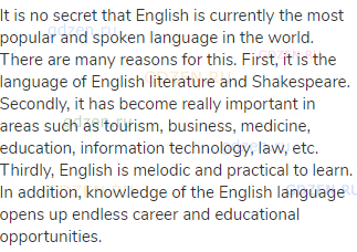 It is no secret that English is currently the most popular and spoken language in the world. There