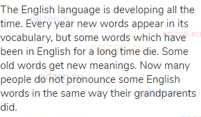 The English language is developing all the time. Every year new words appear in its vocabulary, but