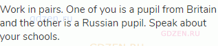 Work in pairs. One of you is a pupil from Britain and the other is a Russian pupil. Speak about your