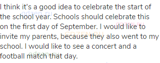 I think it's a good idea to celebrate the start of the school year. Schools should celebrate this on