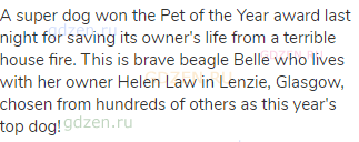 A super dog won the Pet of the Year award last night for saving its owner's life from a terrible