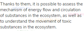 Thanks to them, it is possible to assess the mechanism of energy flow and circulation of substances