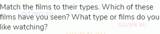 Match the films to their types. Which of these films have you seen? What type or films do you like