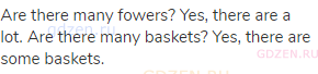 Are there many fowers? Yes, there are a lot. Are there many baskets? Yes, there are some baskets.