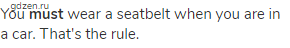 You <strong>must</strong> wear a seatbelt when you are in a car. That's the rule.