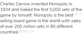 Charles Darrow invented Monopoly in 1934 and maked the first 5,000 sets of the game by himself.