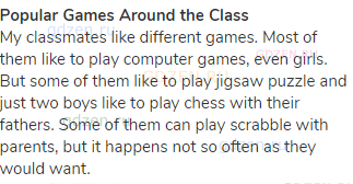 <strong>Popular Games Around the Class</strong><br>