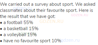 We carried out a survey about sport. We asked classmates about their favourite sport. Here is the
