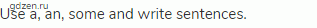 Use a, an, some and write sentences.