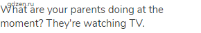 What are your parents doing at the moment? They're watching TV.