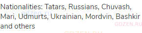Nationalities: Tatars, Russians, Chuvash, Mari, Udmurts, Ukrainian, Mordvin, Bashkir and others