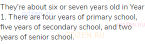 They're about six or seven years old in Year 1. There are four years of primary school, five years