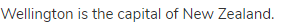 Wellington is the capital of New Zealand.